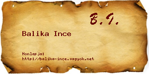 Balika Ince névjegykártya